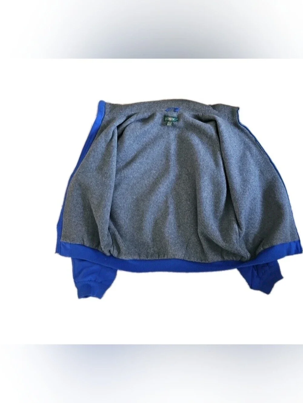 Vintage J.Crew Oarsman Bomber Jacket Mens Large Blue Fleece Lined Made in USA
